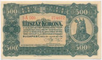 1923. 500K "Magyar Pénzjegynyomda Rt. Budapest" T:II- szép papír Adamo K34