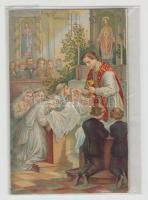 1892 Elsőáldozás, litho szentkép, 10x7 cm