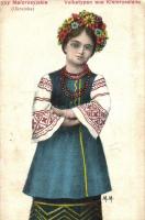 Volkstypen aus Kleinrussland / Ukrainian folklore, woman in national costume s: M.M. (r)