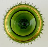 Muránói fújt üveg talpas bononier, jelzés nélkül, kopott aranyozás, m:20 cm