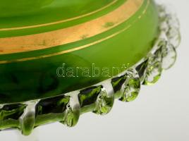 Muránói fújt üveg talpas bononier, jelzés nélkül, kopott aranyozás, m:20 cm