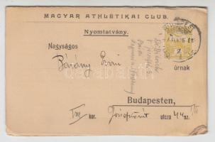 cca 1930 A Magyar Athletikai Club levelezőlapja labdaátalány megfizetéséről