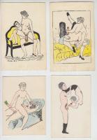 cca 1930-1940 Kézzel színezett erotikus nyomatok, 7 db, 12x9 és 14x9 cm
