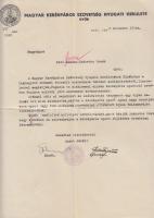 1942 Győr, A Magyar Kerékpáros Szövetség Nyugati Kerülete által küldött gratuláló levél századossá való kinevezés alkalmából