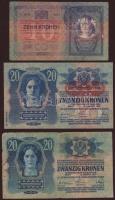 Kis korona tétel 1902.-1923. benne román ellenbélyegzők, cseh ellenbélyeg, 8f fny 8klf bankjegy T:II...