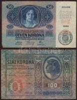 Kis korona tétel 1902.-1923. benne román ellenbélyegzők, cseh ellenbélyeg, 8f fny 8klf bankjegy T:II...