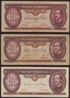 1949. 100Ft(4x) T:II/III + 1962. 10Ft T:II + 1975. 50Ft T:I- + 1995. 100Ft T:II- összesen 7db