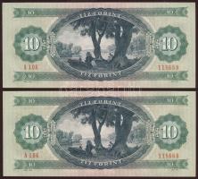 1975. 10Ft(2x) egymásutáni sorszámokkal T:I