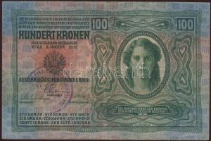 1912. 100K "Bács-Bodrog Vármegye Apatini Járás Főszolgabírája" lila körbélyegzővel T:II-