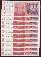 Argentína 1985-90. 100A(10x) egymásutáni ill. kevés ugrású sorszámokkal T:I