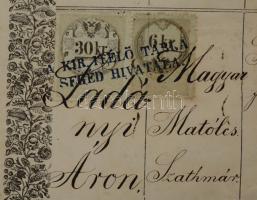 1862 Debrecen, A helvét vallásúak debreceni főtanodájának bizonyítványa, szárazpecséttel, 30+6 kr ok...