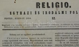 1854 a Religio egyházi és irodalmi folyóirat 2. félév 12. lapszáma