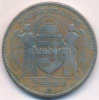 1930. 5P Ag "Horthy jobbra" T:3 patina
Adamo P8