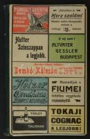 1938 Redő Ignác celluloidáruk és különleges reklámcikkek gyárának bevásárlási könyve, belsejében belejegyzetelt receptekkel, borítóján és fejlécén reklámokkal