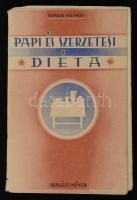Tower Vilmos: Papi és szerzetesi diéta. (Bp.), 1938, Szalézi Művek. Kiadói papírkötés, kissé szakadozott papírkötéssel, a kötése megviselt, sérült, a könyvtest elvált a borítótól.