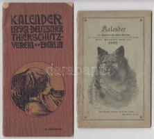 1892, 1897 Kalender des Berliner Tierschutz-Vereins(A berlini állatvédő egyesület naptára), 2 db