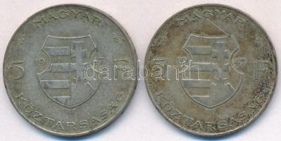 1947. 5Ft Ag "Kossuth" (2x) T:2- ph., karc, patina