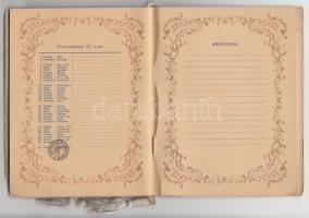 1899 Károlyi György Papírkereskedés-, Kő- és Könyvnyomdája által kiadott naptár, hátul naptárbélyegz...