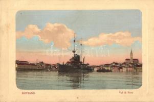 Rovinj, Rovigno; Val di Borsa / port, K. u. K. Navy battleship