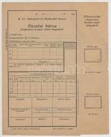 1942 A M. kir. Főfémjelző és Fémbeváltó Hivatal bevallási és fizetési bárca fémjelzésre beadott ezüst tárgyakról, kitöltetlen, 3 db