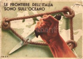 Le frontiere dellItalia sono sullOceano / Italys borders are the ocean, Italian irredenta propaganda postcard (fa)