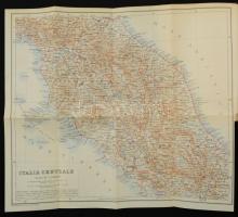Karl Baedeker: Mittelitalien und Rom. Leipzig, 1927, Karl Baedeker. Kiadói aranyozott egészvászon kö...