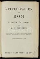 Karl Baedeker: Mittelitalien und Rom. Leipzig, 1927, Karl Baedeker. Kiadói aranyozott egészvászon kö...