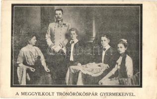 A meggyilkolt trónörököspár gyermekeivel, Ferenc Ferdinánd trónörökös és Zsófia hercegnő / Franz Ferdinands family, Sophie, Duchess of Hohenberg - 2 db RÉGI magyar képeslap / 2 pre-1945 Hungarian postcards