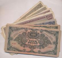 1945. 50P (2x) + 100P (10x) + 500P (10x) + 1945. 1000P (5x) egyik "MNB" bélyeg nélkül T:II...