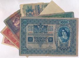 1918. 1K + 1917. 2K + 1904. 10K + 1915. 10K + 1913. 20K II. kiadás + 1918. 25K "1100" hull...