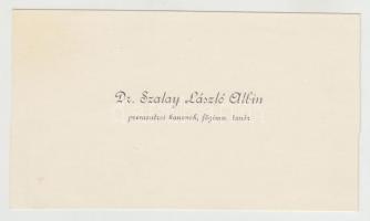 Rabindranath Tagore indiai író aláírása Szalay László Albin premontrei kanonok, tanár névjegykártyájén