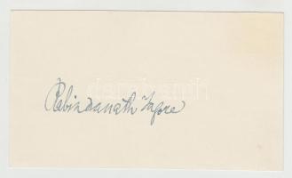 Rabindranath Tagore indiai író aláírása Szalay László Albin premontrei kanonok, tanár névjegykártyáj...