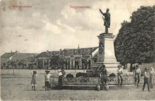 Nagyszalonta, Salonta; Kossuth szobor, tér, Szilágyi és Társa üzlete, kiadja Döme Károly / statue, shop, square