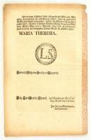 1752 Mária Terézia bányászattal és erdészettel kapcsolatos rendelete német nyelven / 1752 Order of M...