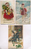 6 db RÉGI magyar ünnepi üdvözlőlap, karácsony, újév, húsvét, vegyes minőségben / 6 pre-1945 Hungaria...
