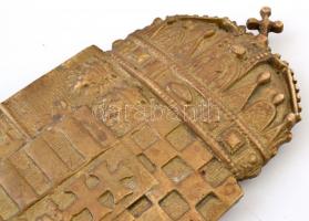 Magyar középcímer, réz falidísz, 16,5×8 cm