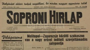 1943 A Soproni Hírlap - keresztény politikai napilap XXX. évfolyamának 230. száma