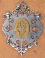 Régi  szecessziós fotóalbum fém veretekkel, bőr borítással, több szakadással, belseje üres, 27×21 cm