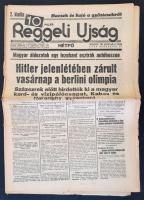 1936 A Reggeli Újság VIII. évfolyamának 33. száma, címlapon a berlini olimpiai zárónapjával