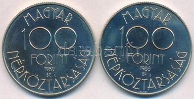 1988. 100Ft alpakka "Labdarúgó Világbajnokság - Két játékos" + 1989. 100Ft alpakka "L...