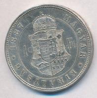 1887KB 1Ft Ag "Ferenc József / Barokk címer" T:1- kis ph.
Adamo M15