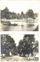 1939 Rozsnyófürdő, Roznava-kupele; Csónakázótó, utcarészlet / lake, street, photo