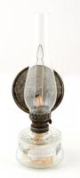 Régi üvegtestű petróleum lámpa, jó állapotban, m:36 cm