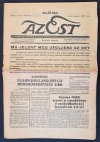 1939 Az Est című politikai napilap XXX. évfolyamának 262. száma, búcsúszám