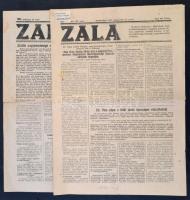 1947 Nagykanizsa, A Zala című újság 52. évfolyamának 19. és 163. száma, egyikben Kanizsa törvényhatósági jogának kérelméről