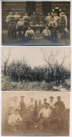 3 db első világháborús csoportképes fotó, német katonákkal / 3 WWI military group photo postcards, with german soldiers, 1914 Die Lustige Stube Köln, photo