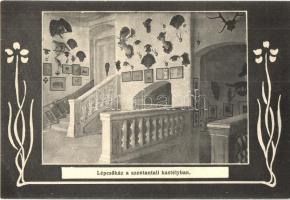 Szentantal, Svaty Anton; Lépcsőház a kastélyben, belső, Joerges / castle interior, staircase, Art Nouveau