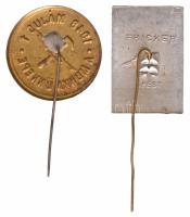 1945. "1945 Május 1" kitűző "FRICKER BPEST" gyártói jelzéssel + 1948. "1948...