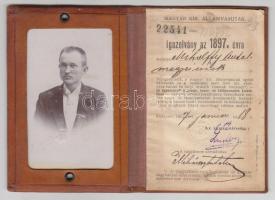1897 Bp., A Magyar Királyi Államvasutak által kiállított félárú jegy vásárlására jogosító fényképes igazolvány