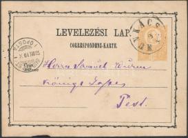 1873 2kr díjjegyes levelezőlap / PS-card "MUNKÁCS"